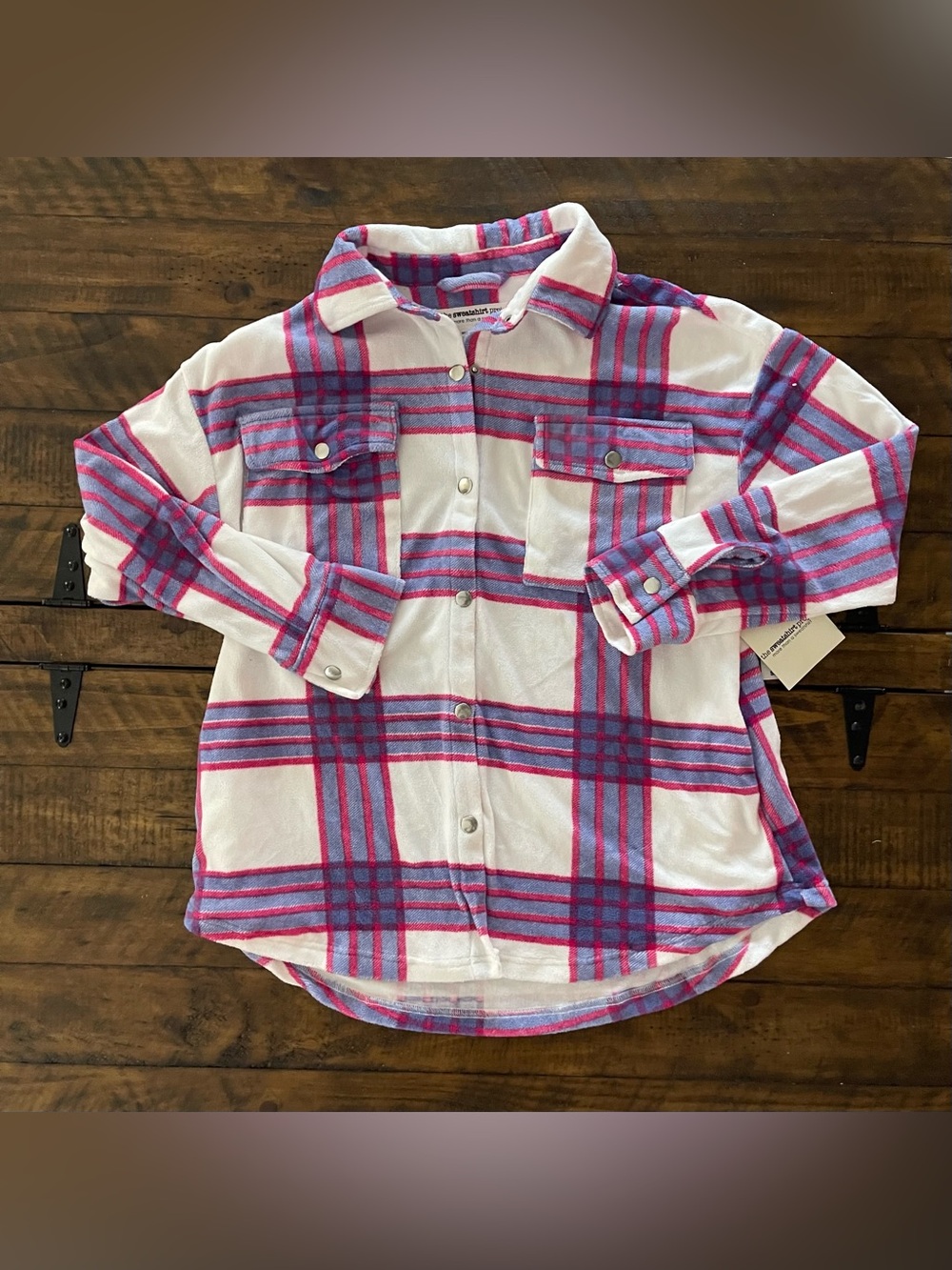 The Sweatshirt Project Plaid Snap Front Shacket Shirt